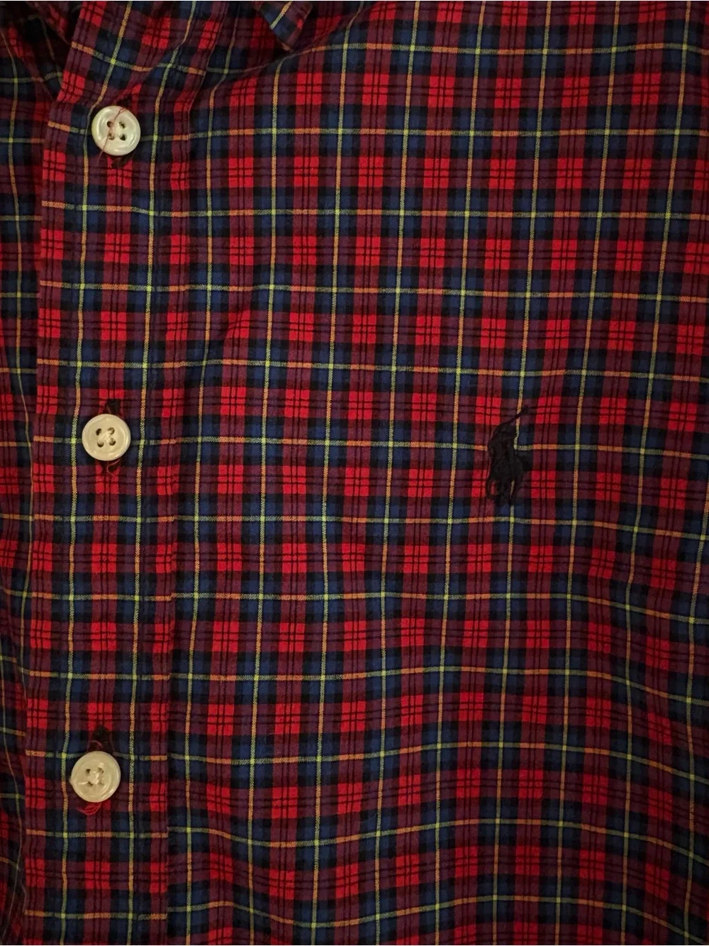 Ralph Lauren Boys Plaid Button Down Shirt Red Youth Medium (10-12) Cotton